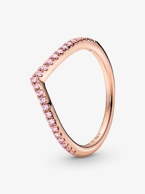 Pandora Rose Gold Pink Pavé Chevron Ring